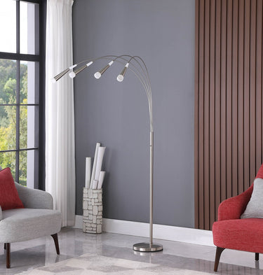 Silver Four Light LED Arc Floor Lamp